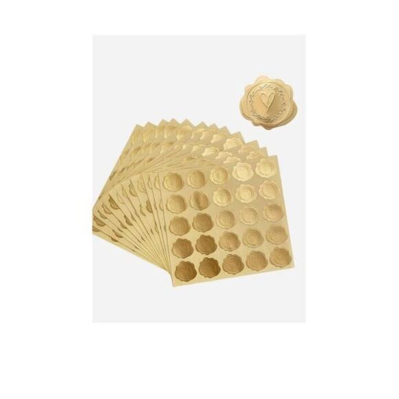 400PCS Gold Embossed Wax Seal Looking Heart Pattern Envelope Sealing Decal - Picture 6 of 6